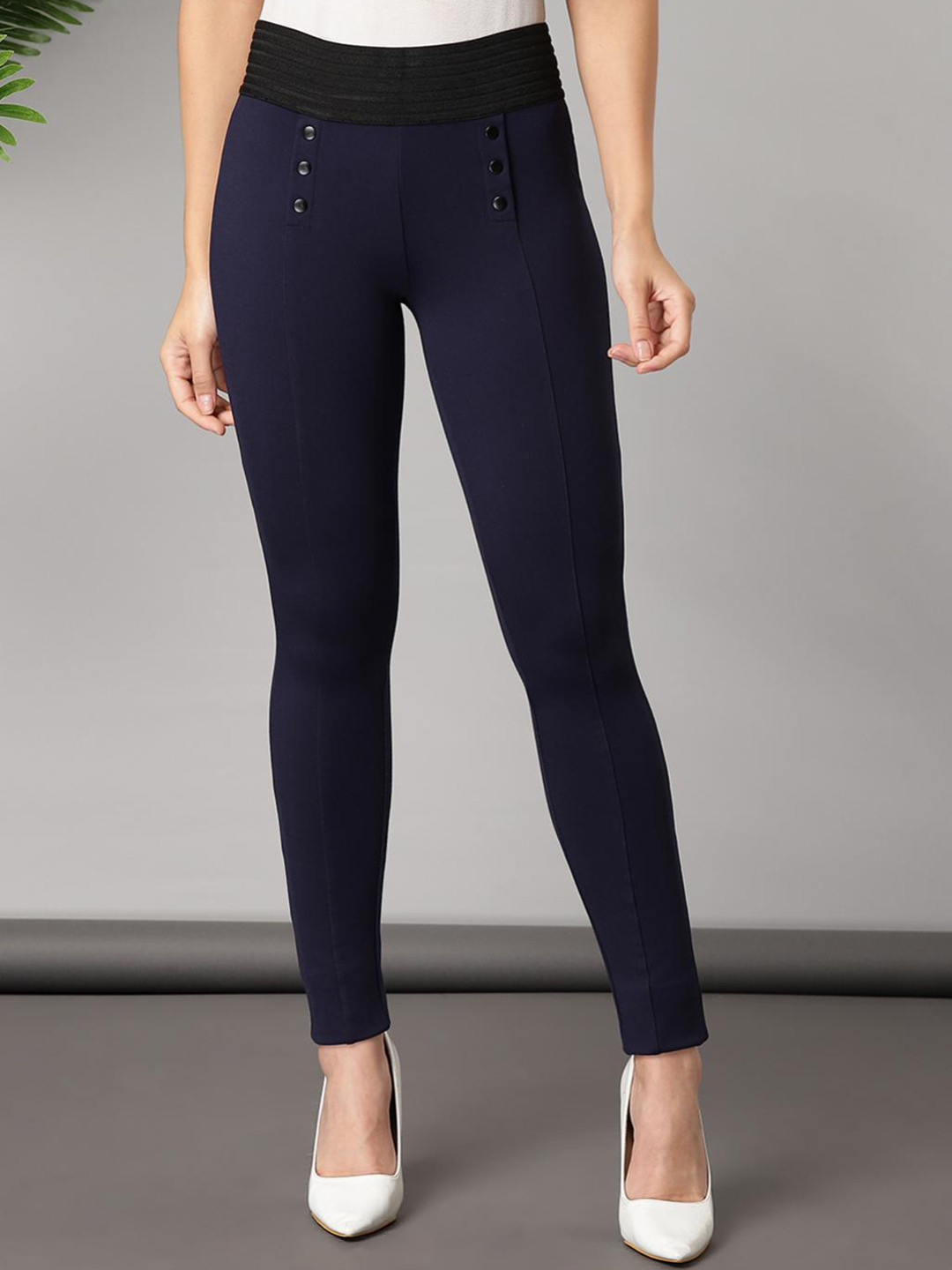 

Lakshita Women Navy-Blue Solid Skinny-Fit Jeggings