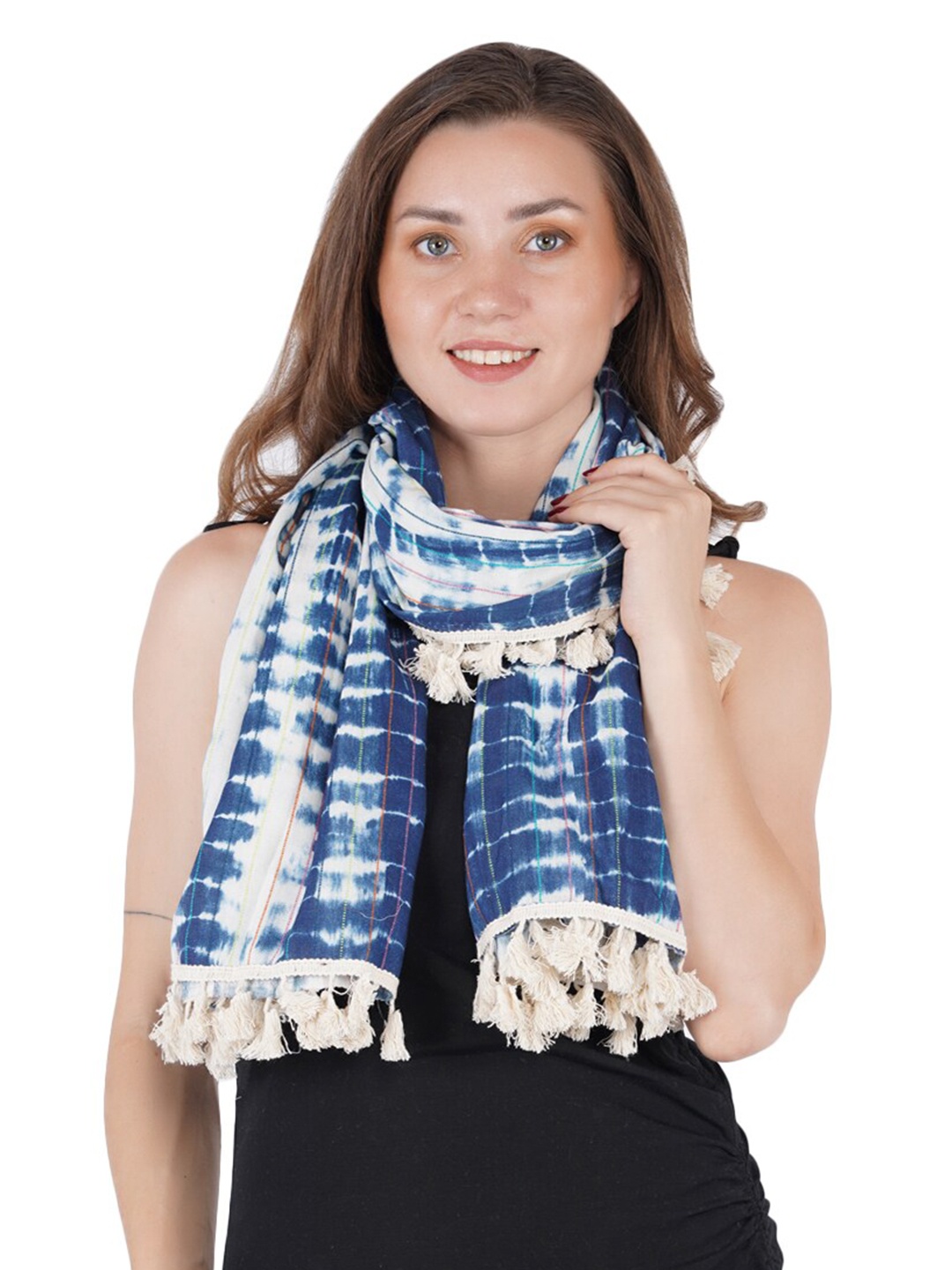 

Style Shoes Women Blue & White Dyed Viscose Rayon Stole