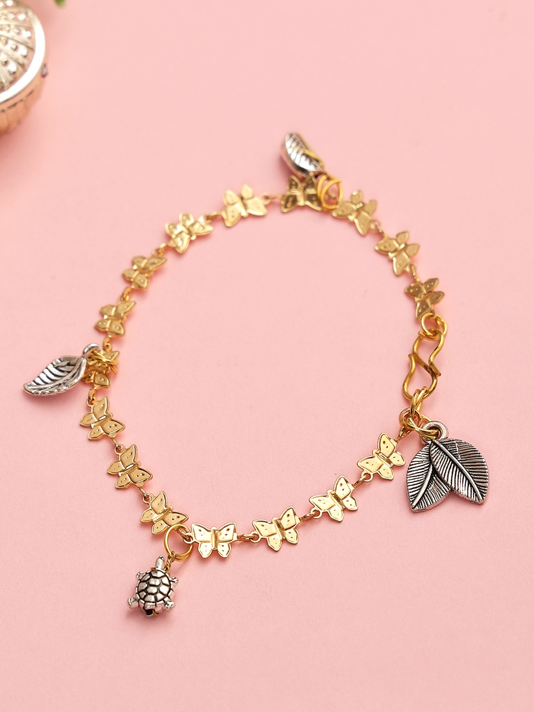 

Aapno Rajasthan Women Gold-Toned & Silver-Toned Butterfly Beaded Lumba