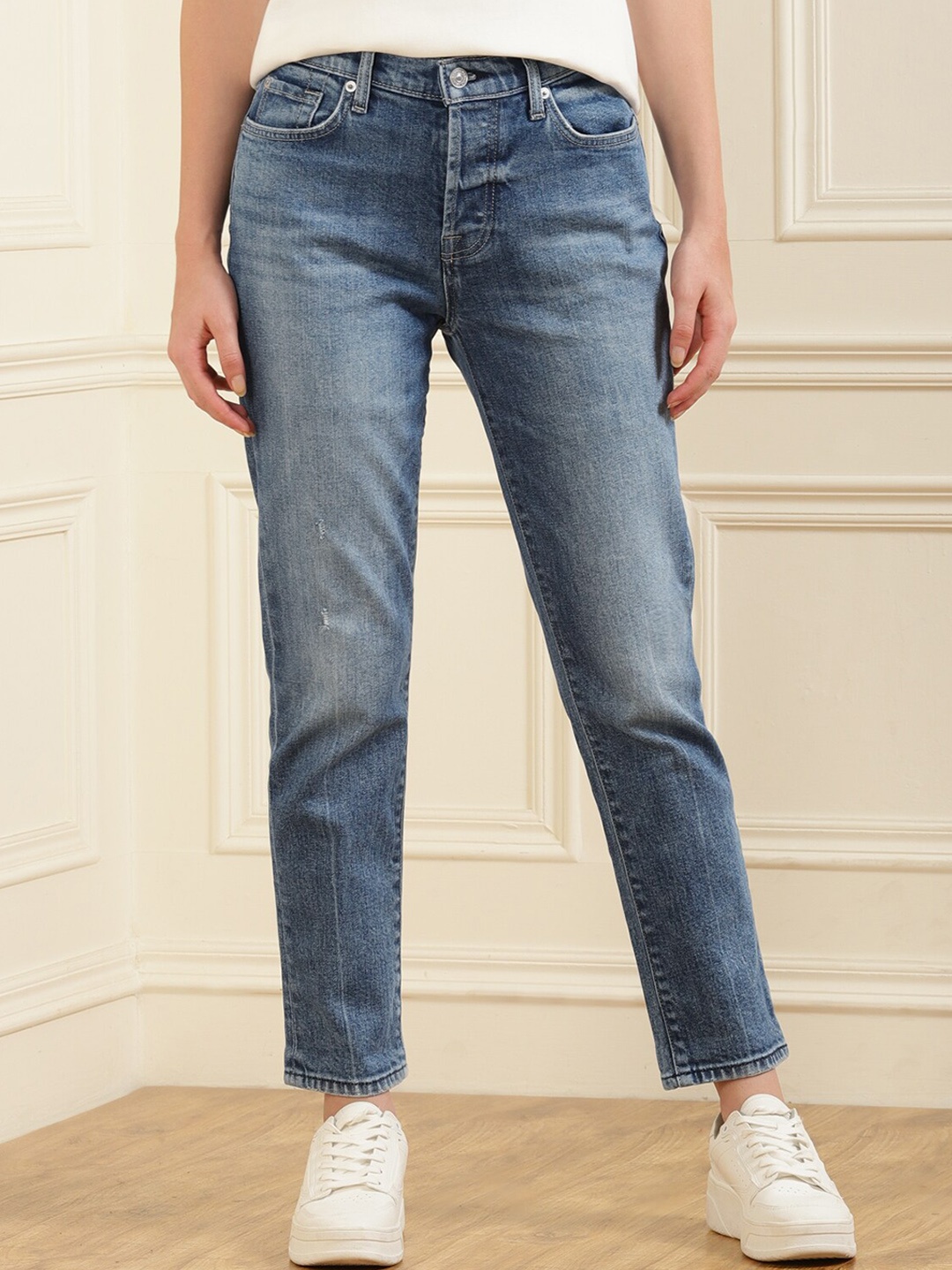 

7 For All Mankind Women Blue Heavy Fade Jeans