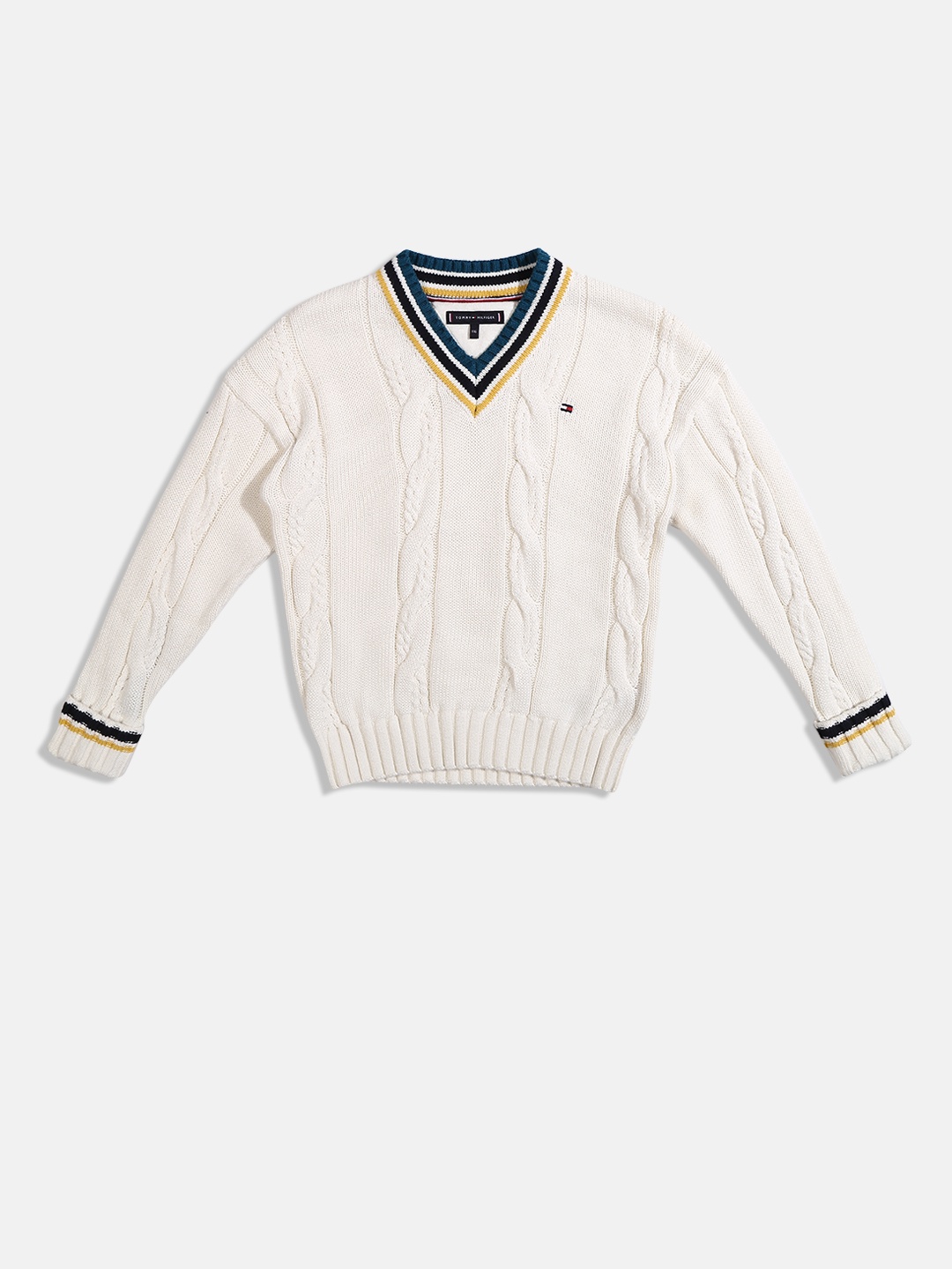 

Tommy Hilfiger Boys Cable Knit Pullover, White