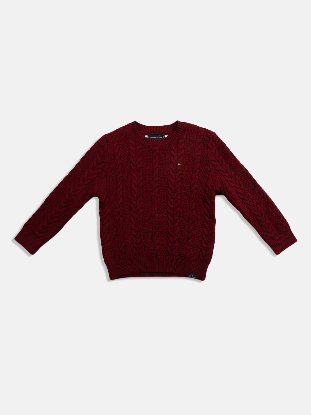 

Tommy Hilfiger Boys Cable Knit Pullover, Red