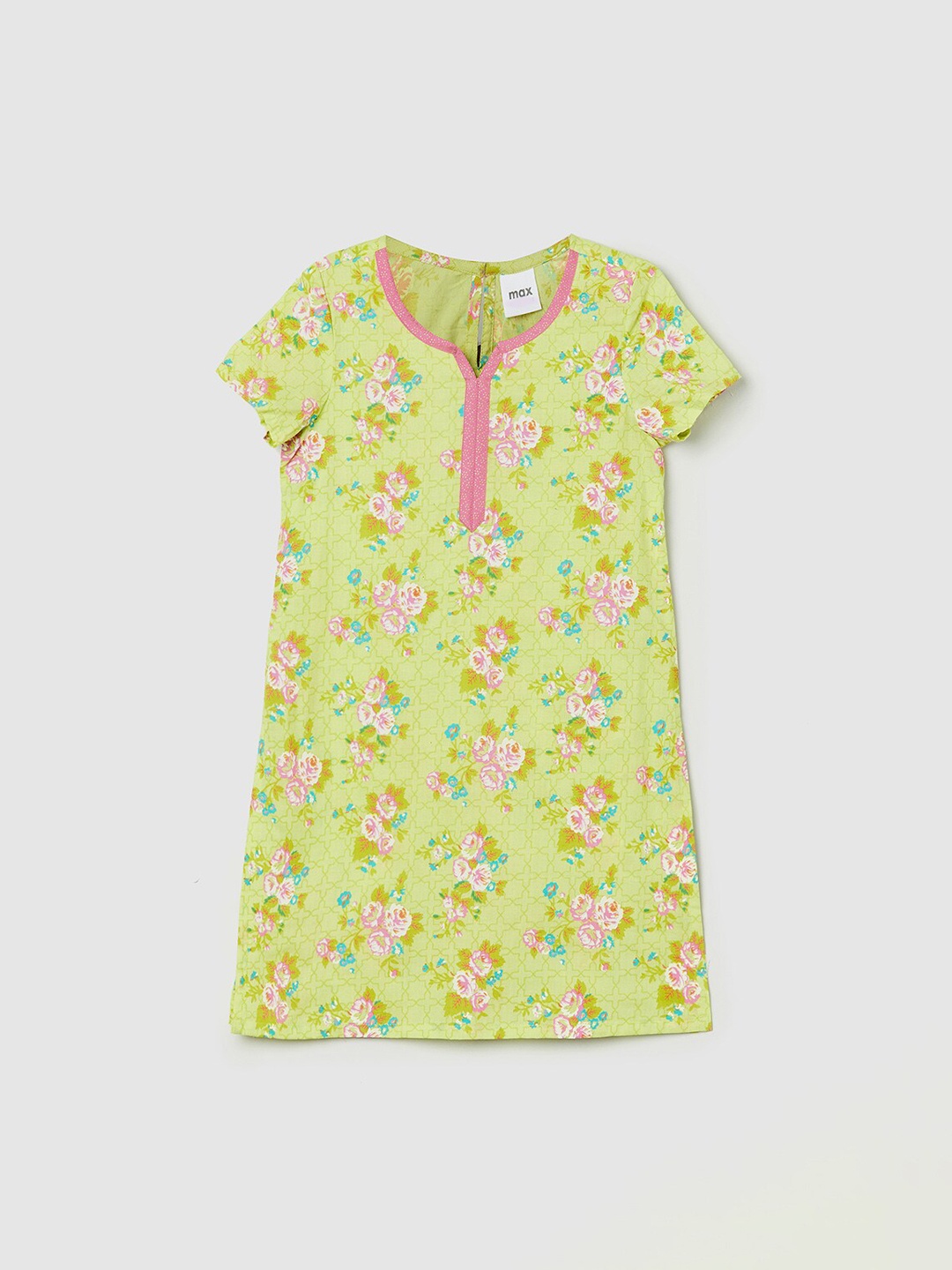 

max Girls Green Floral Printed Kurta