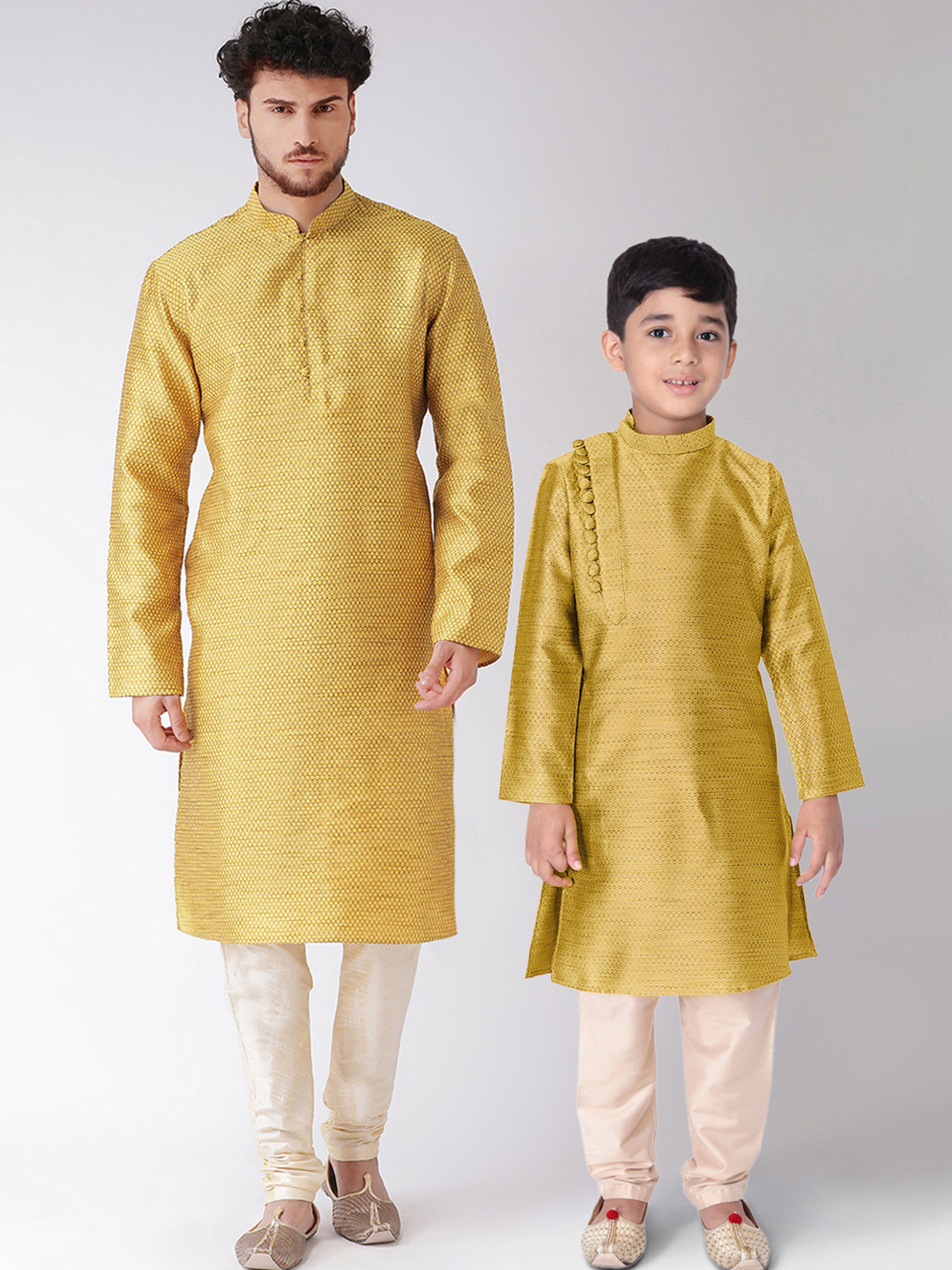 

TABARD Boys Yellow Pure Silk Kurta with Pyjamas