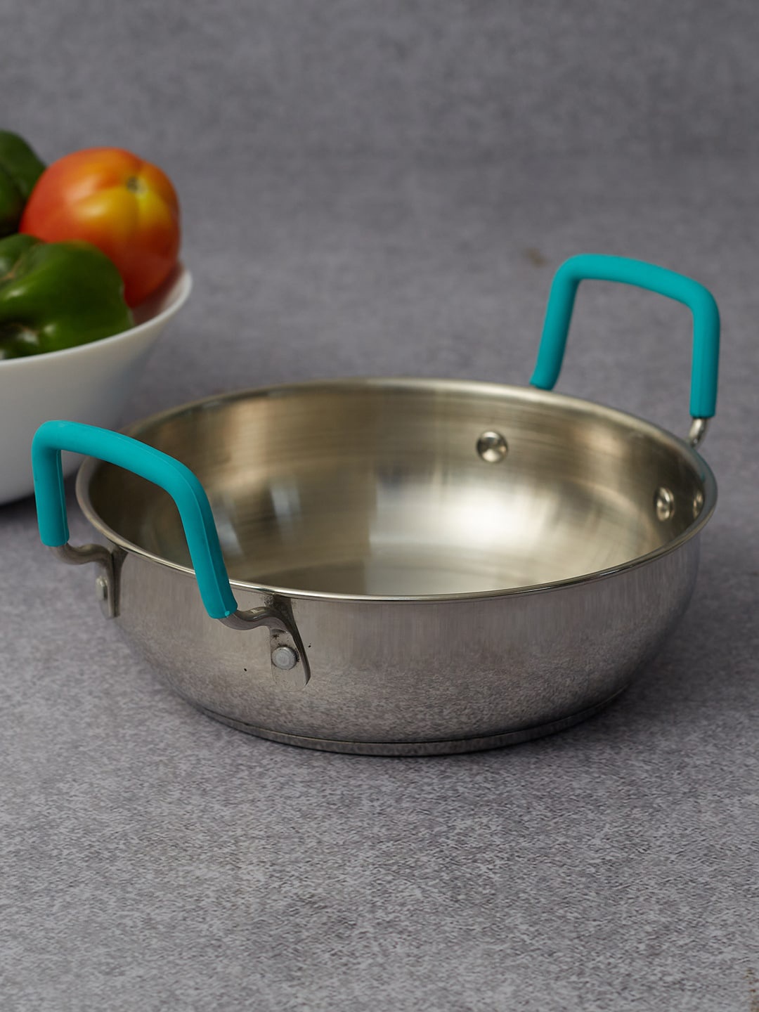 

HomeTown Silver-Toned Stainless Steel Capsule Bottom Kadhai Cookware
