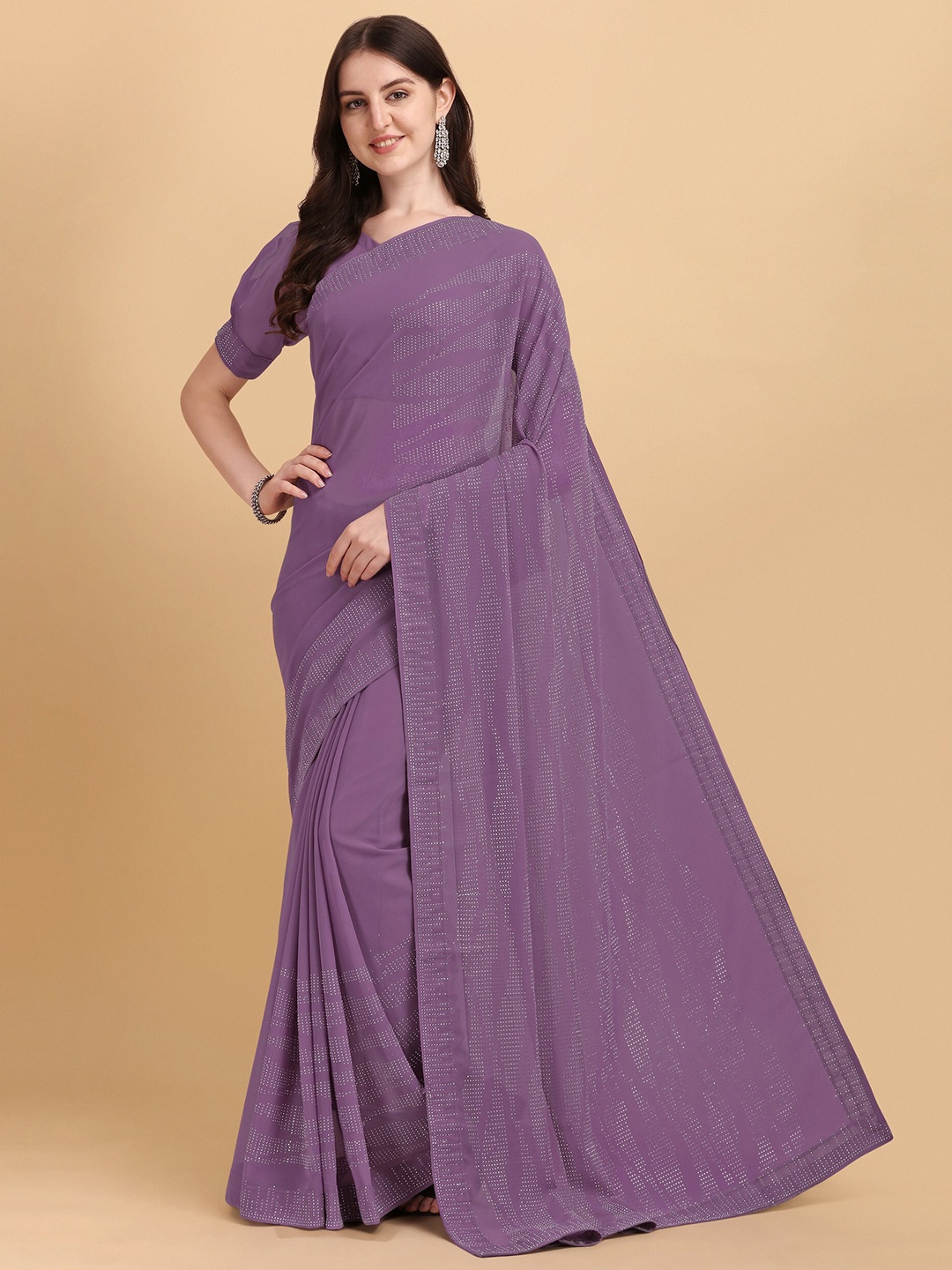 

ORUS Lavender Embellished Pure Georgette Saree
