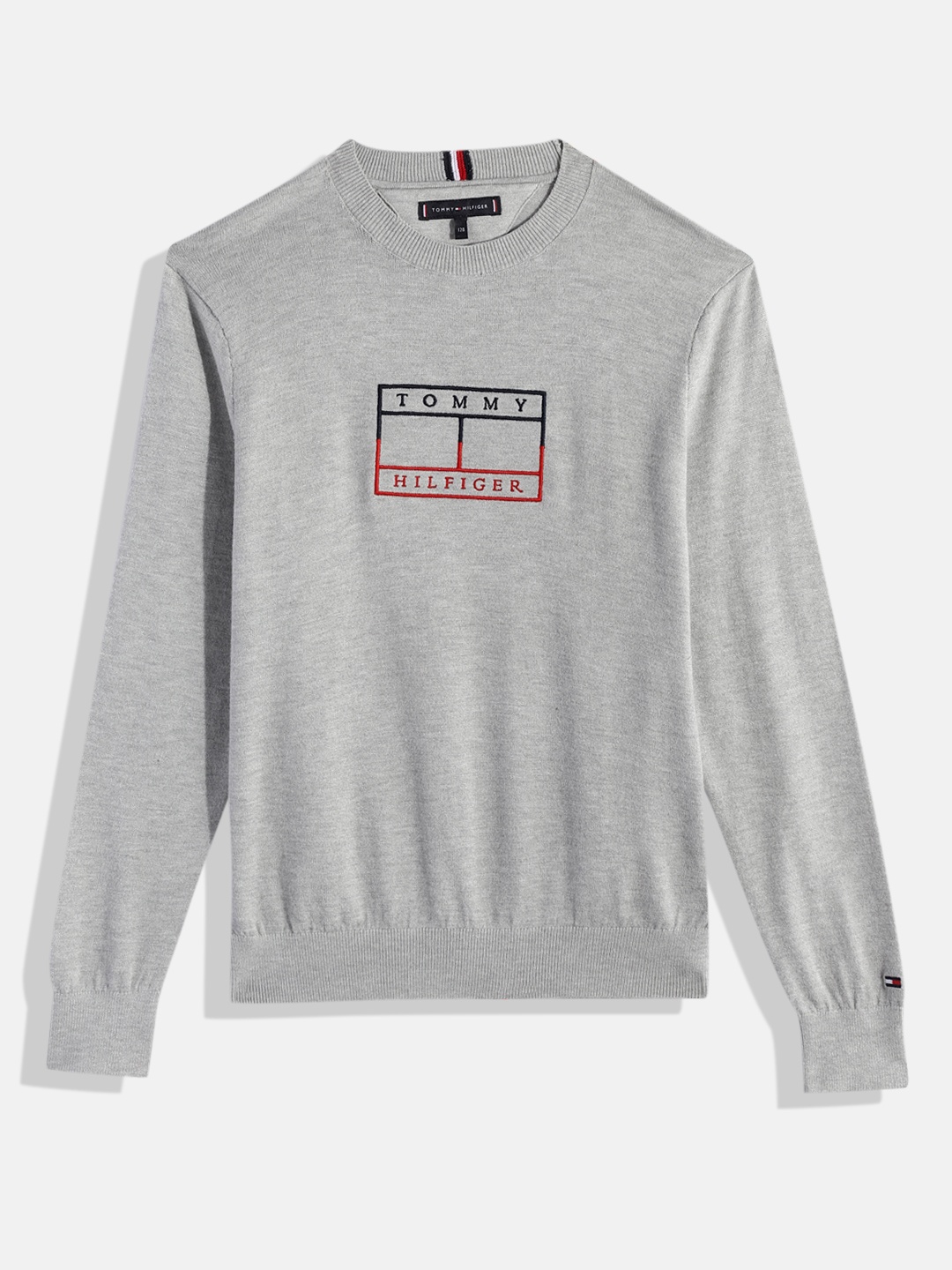 

Tommy Hilfiger Boys Brand Logo Pullover with Embroidered Detail, Grey
