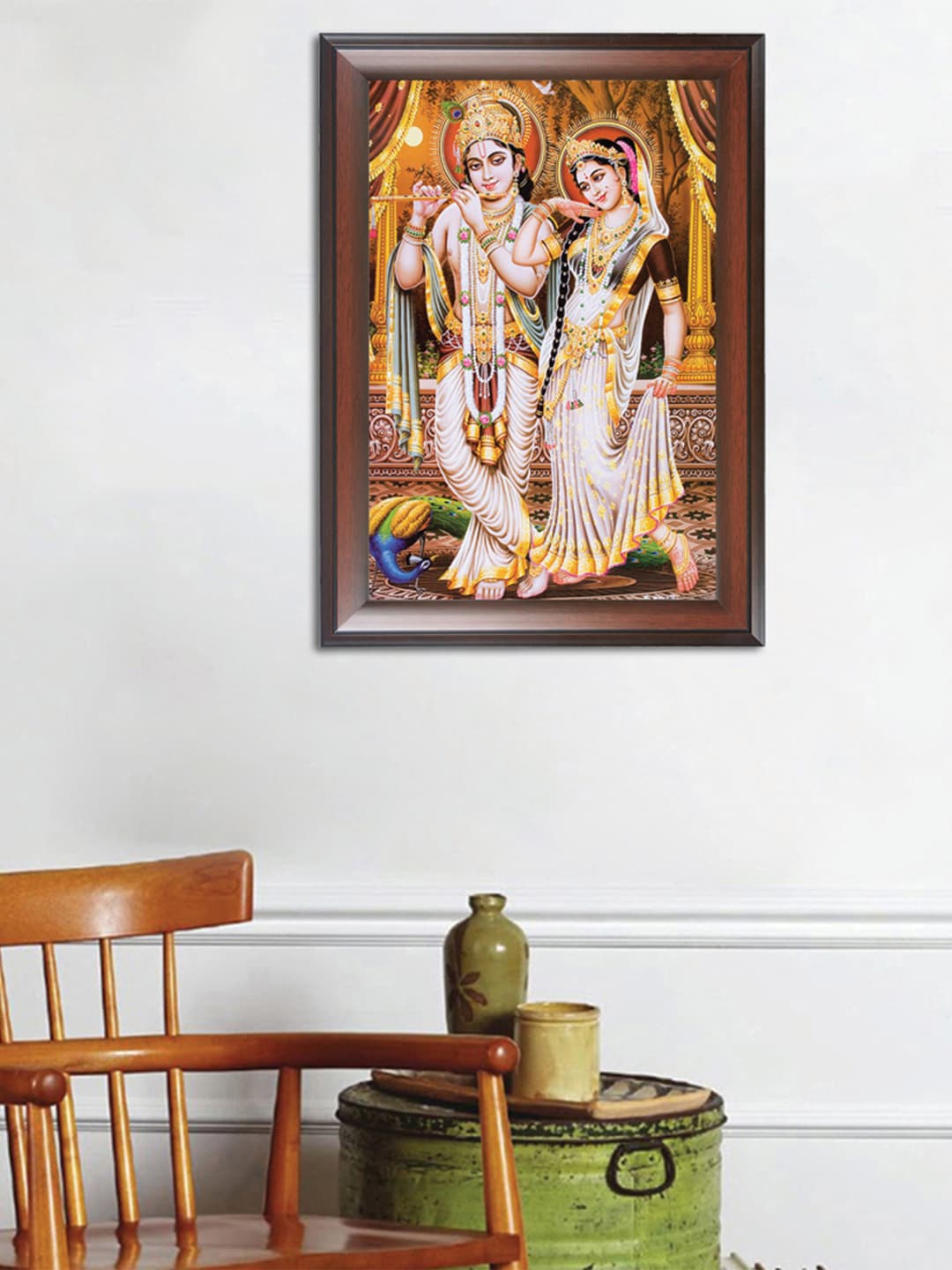 

WENS Brown Grey Radha and Krishna Wall Art, Yellow