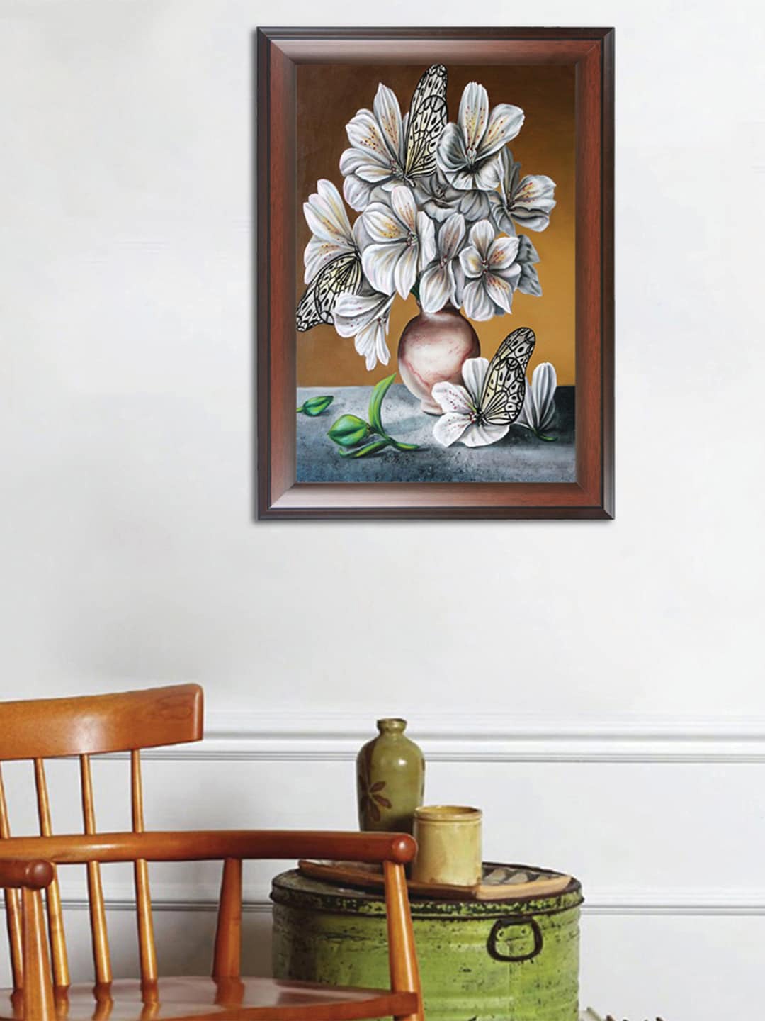 

WENS Adults White & Brown Flower with Vase Wall Painting