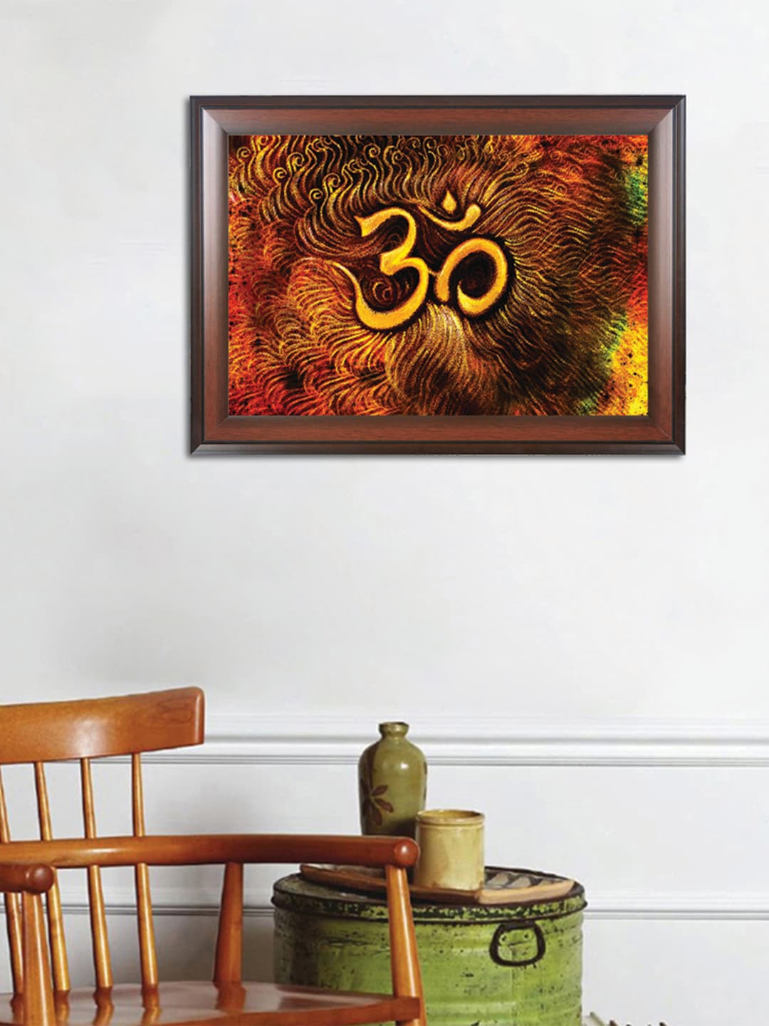 

WENS Brown Vastu OM Deigned Framed Wall Painting
