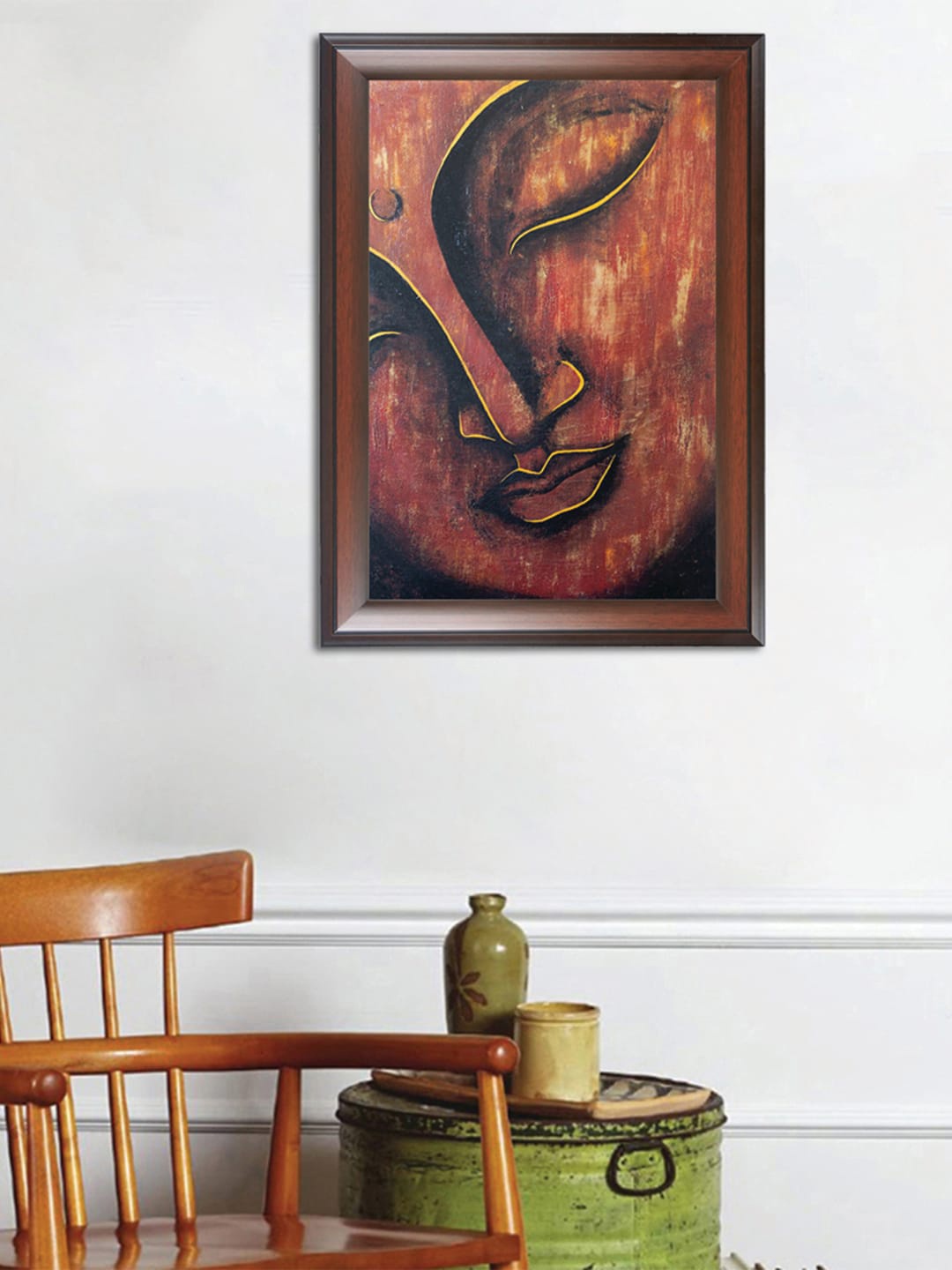 WENS Brown Red Lord Buddha Painting Wall Art
