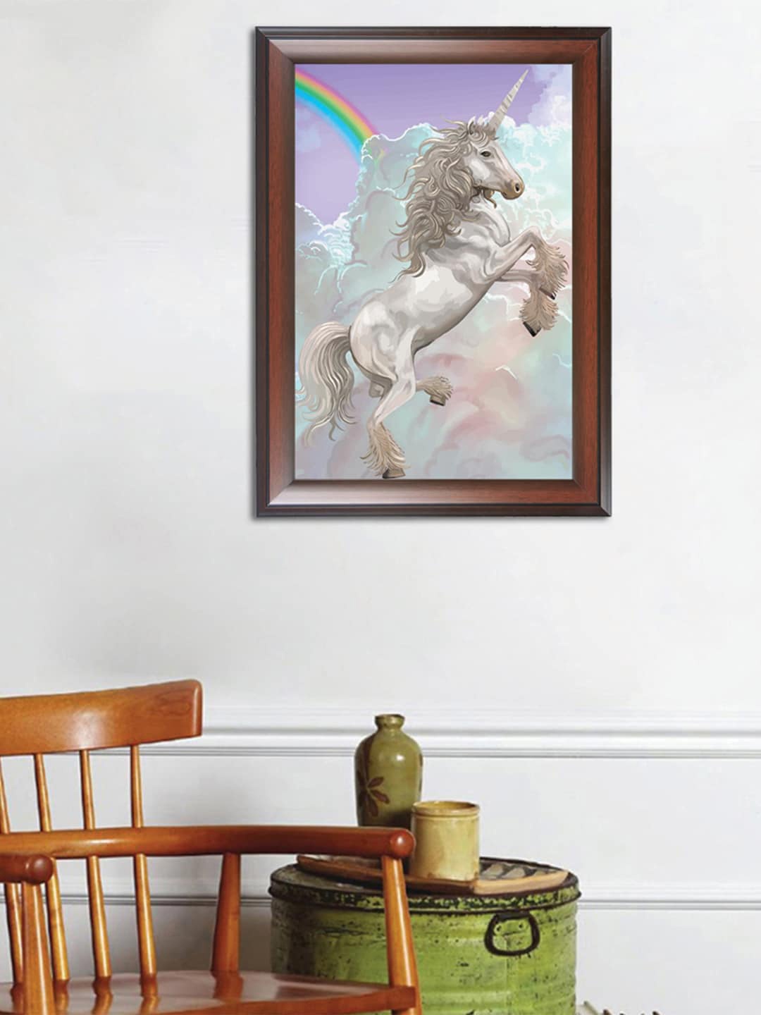 

WENS White & Blue Admirable Unicorn Wall Art