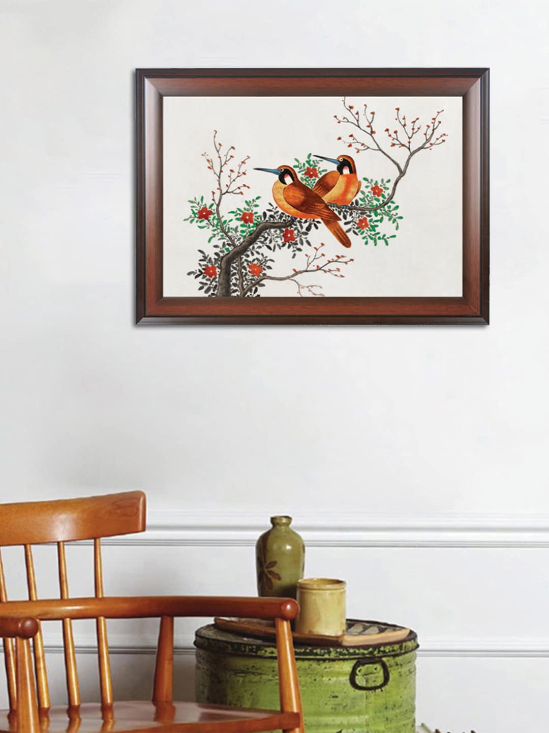 

WENS White & Green Vastu Love Birds Wall Painting