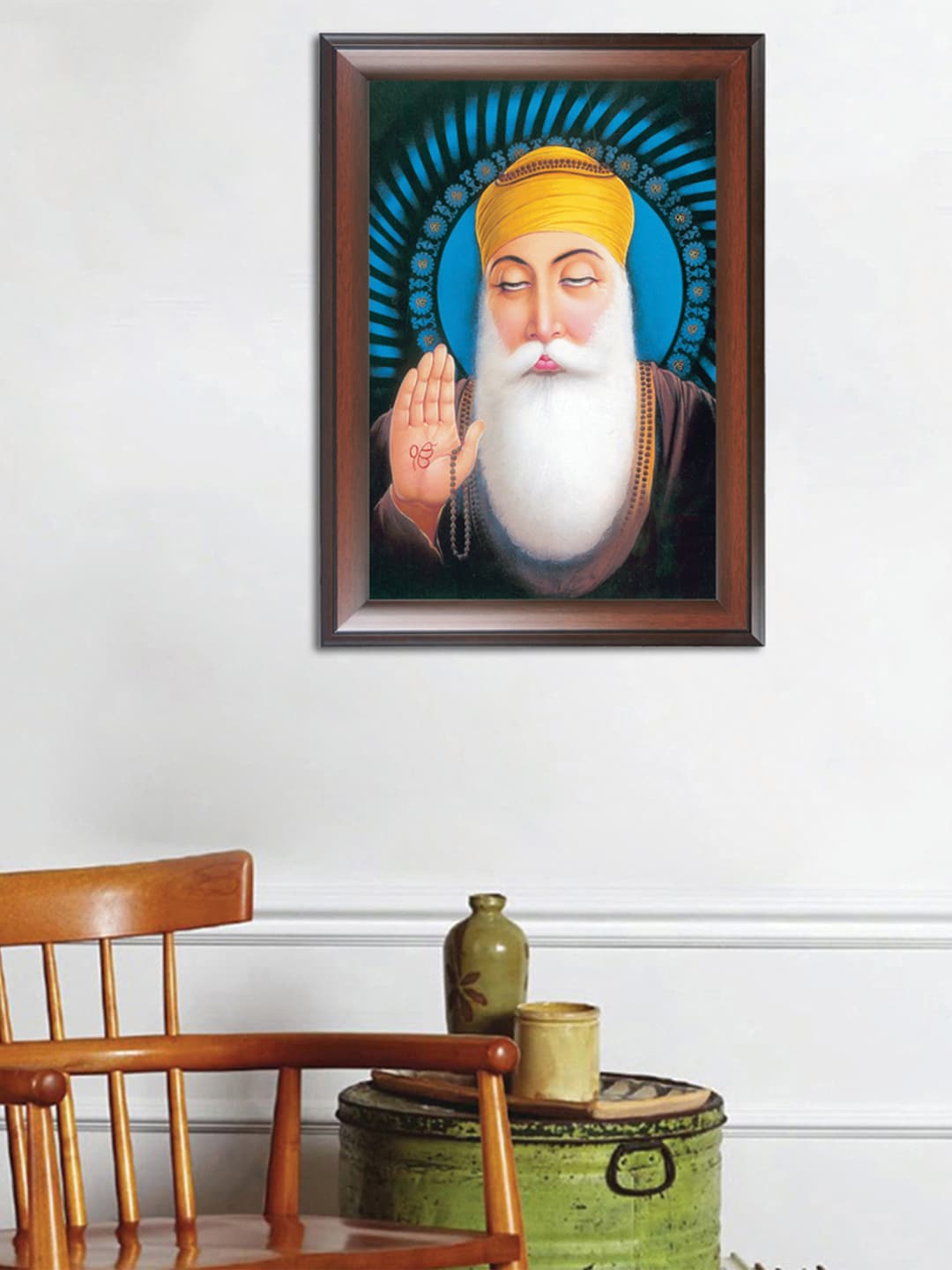 

WENS White & Blue Religious Guru Nanak Dev Ji Multicolour Wall Art, Multi