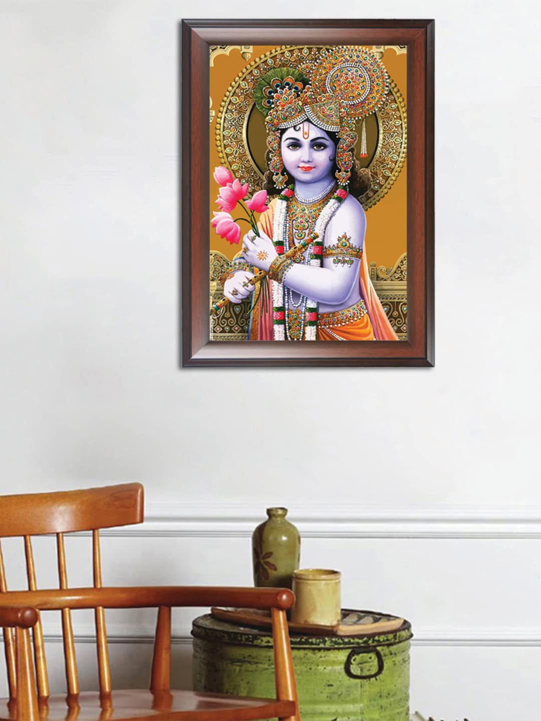 

WENS Multicoloured Lord Krishna Wall Art Painting, Multi