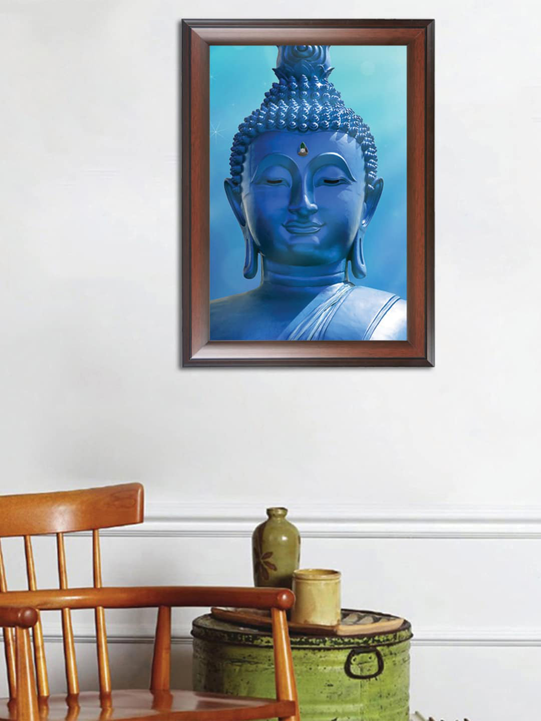 

WENS Blue & Brown Lord Buddha Wood Wall Painting