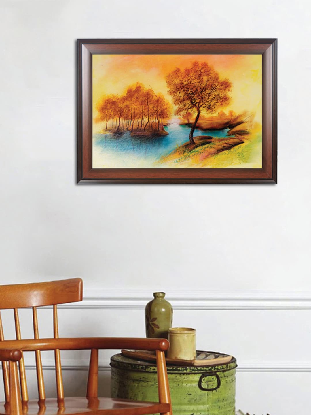 

WENS Multi-Colored Beautiful Valley Painting Frame Wall Art, Brown