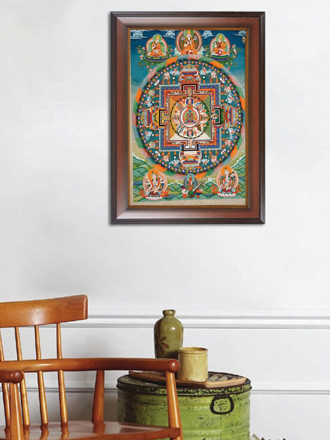 

WENS Blue & Green Dharma Wheel Printed Framed Wall Art