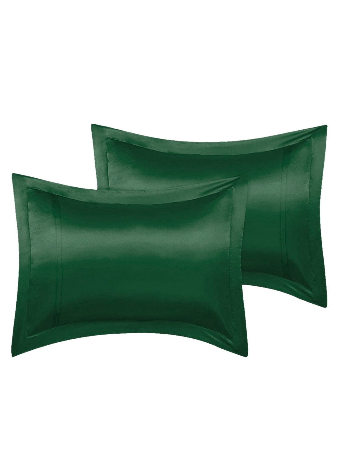 Stoa Paris Date Night Collection Pack of 2 Green 300 TC Solid Satin Pillow Covers
