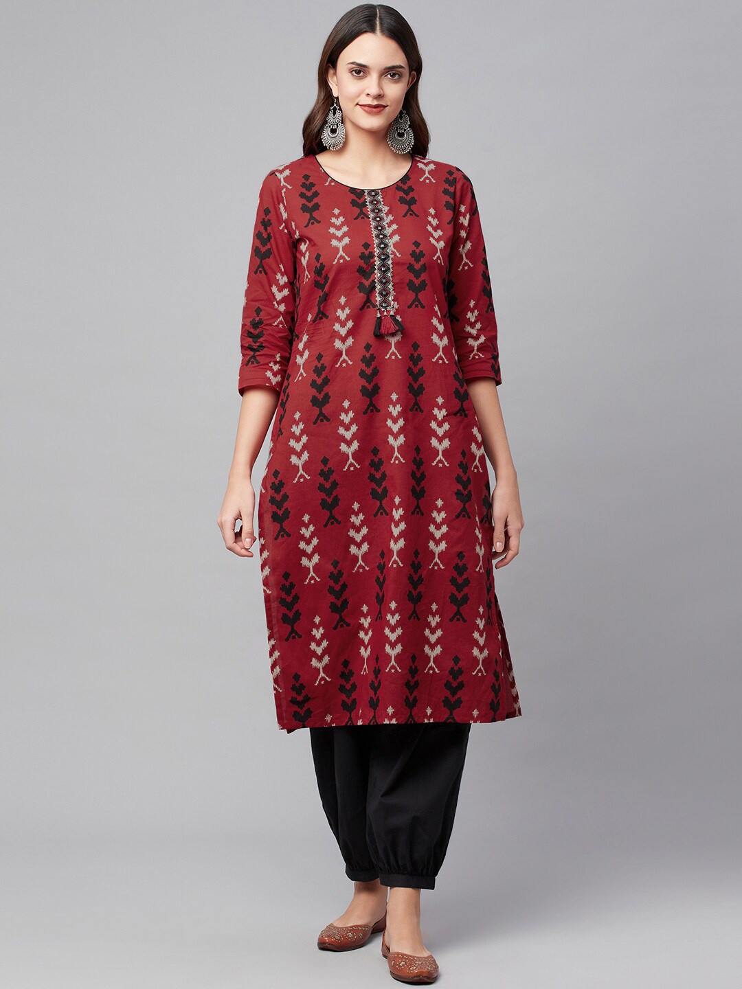 

Divena Women Maroon Printed Pure Cotton Kurta with Salwar