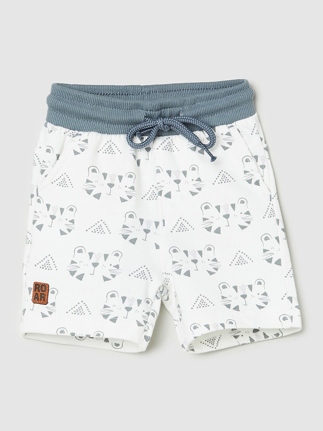 

max Boys White Conversational Printed Cotton Shorts