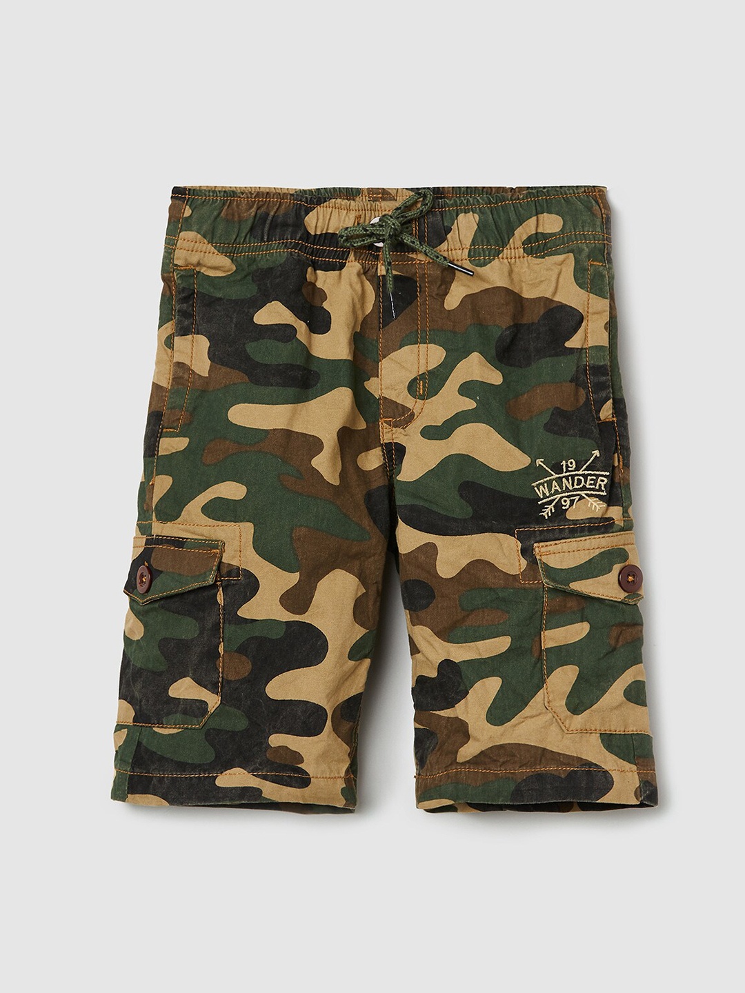 

max Boys Khaki Camouflage Printed Shorts