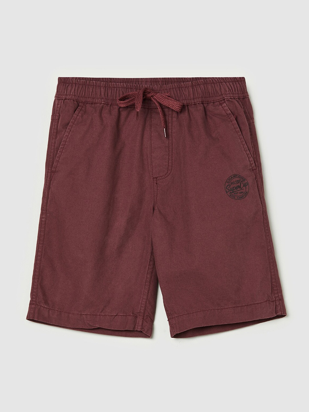 

max Boys Burgundy Pure Cotton Shorts
