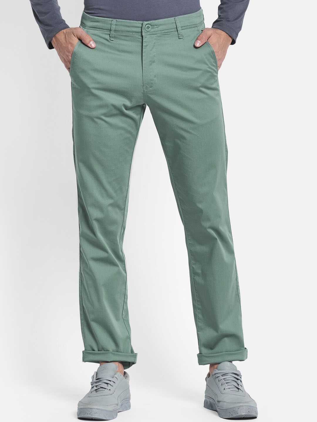 

Octave Men Olive Green Chinos Trousers