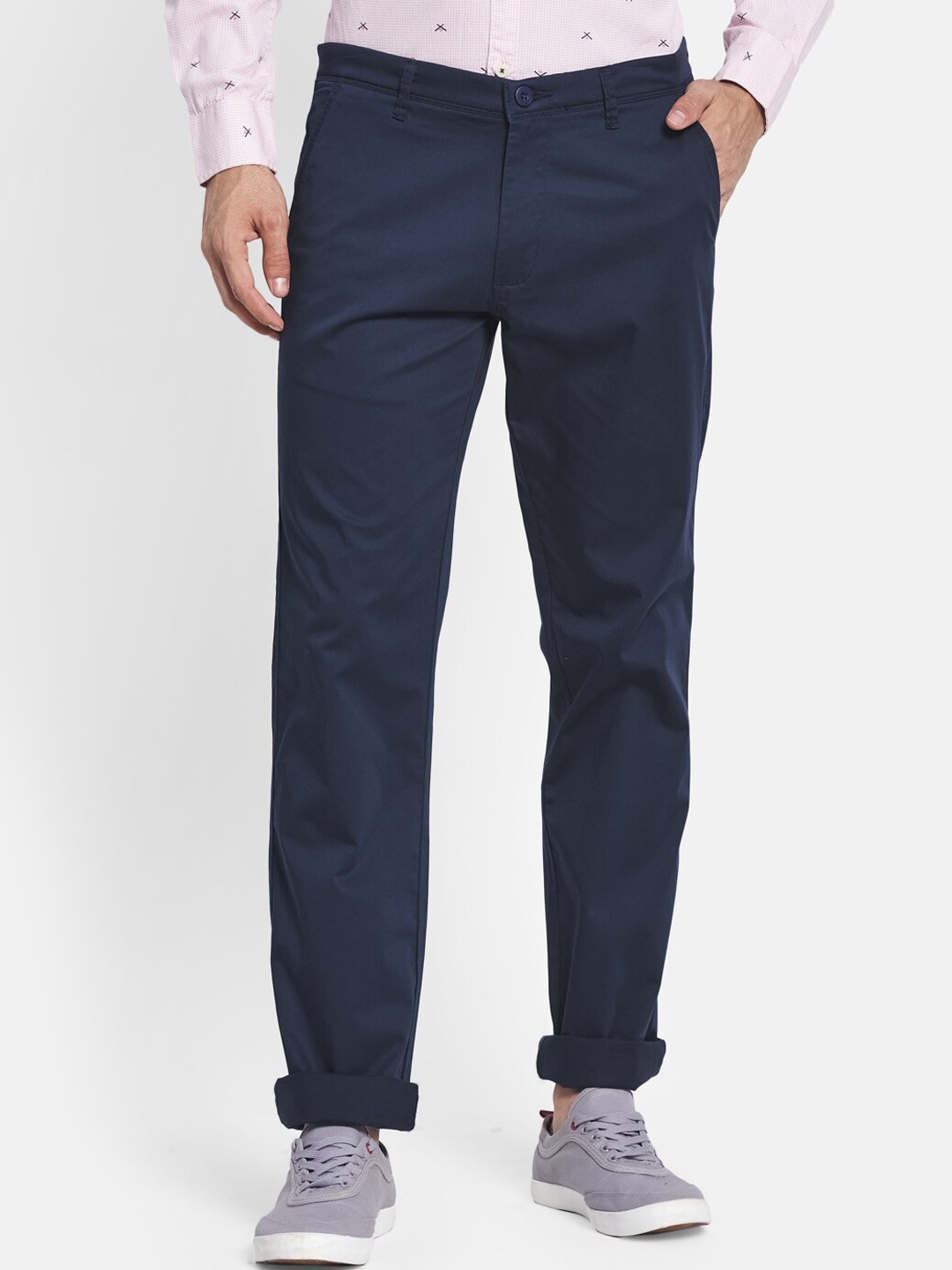 

Octave Men Navy Blue Chinos Trousers