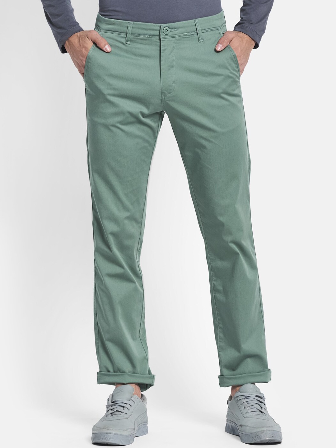 

Octave Men Olive Green Chinos Trousers