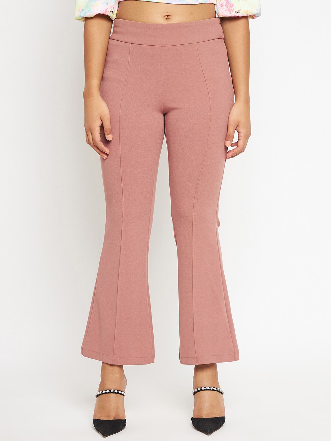 Madame Women Rose Bootcut Trousers, Rose gold