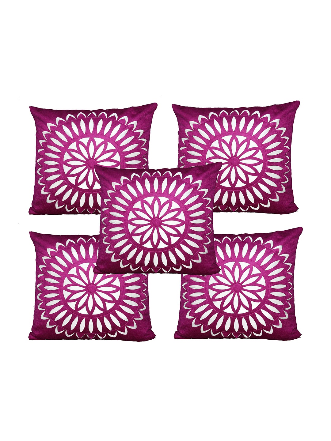 

JDX Pink & White Set of 5 Geometric Square Cushion Covers