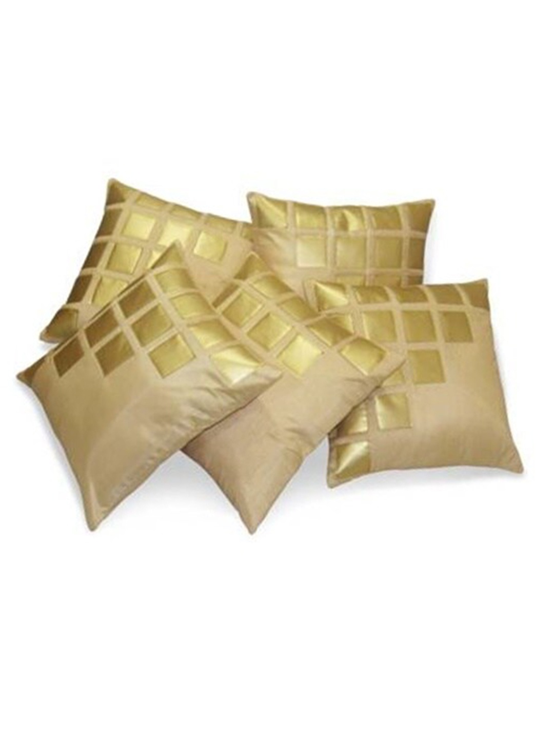 

JDX Beige & Gold-Toned Set of 5 Colourblocked Square Cushion Covers