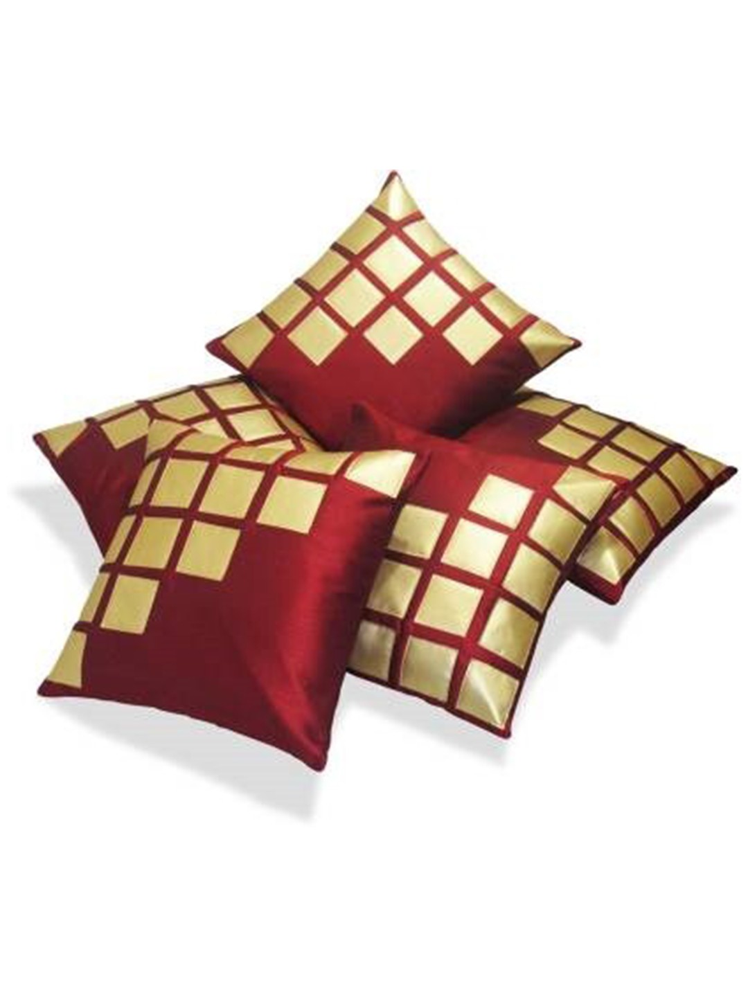 

JDX Red & Gold-Toned Set of 5 Colourblocked Square Cushion Covers