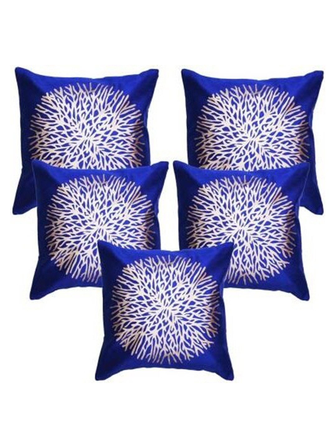 

JDX Blue & White Set of 5 Geometric Velvet Square Cushion Covers