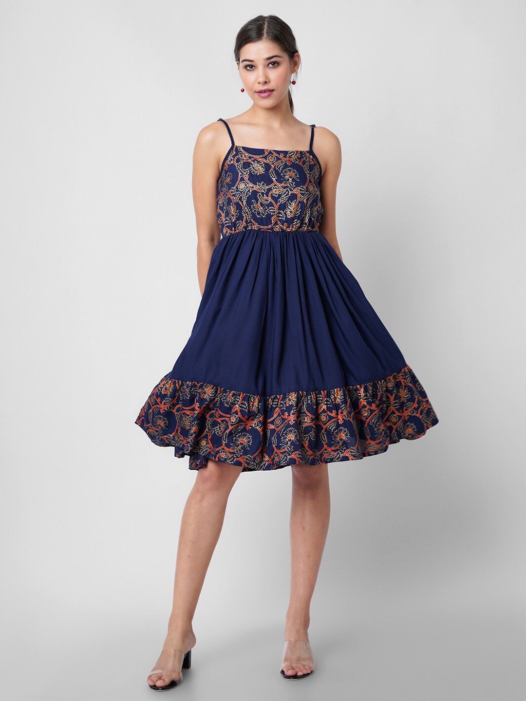 PURSHOTTAM WALA Blue Ethnic Motifs Dress