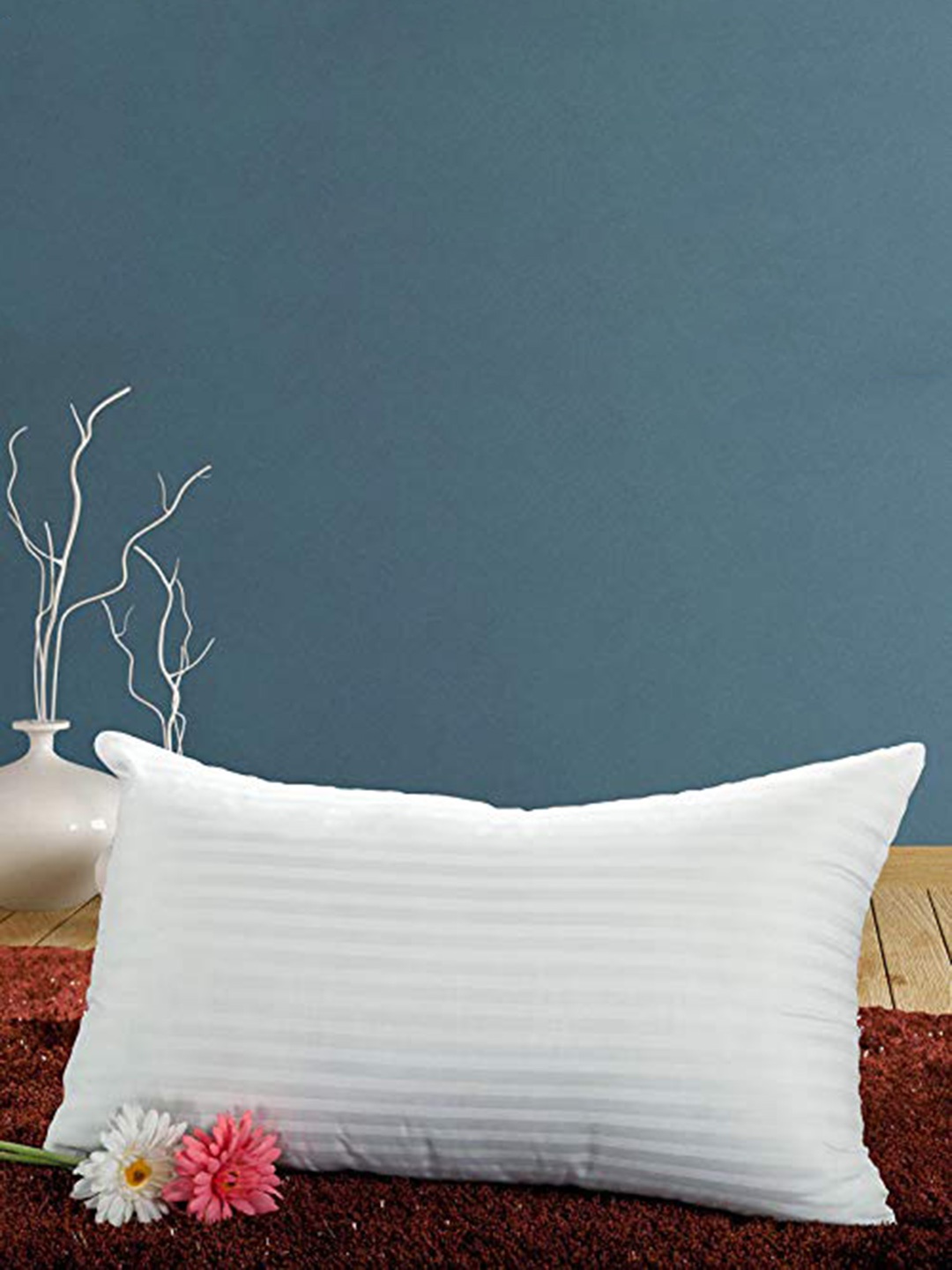 

JDX Set Of 2 Unisex White Striped Rectangular Sleeping Pillows