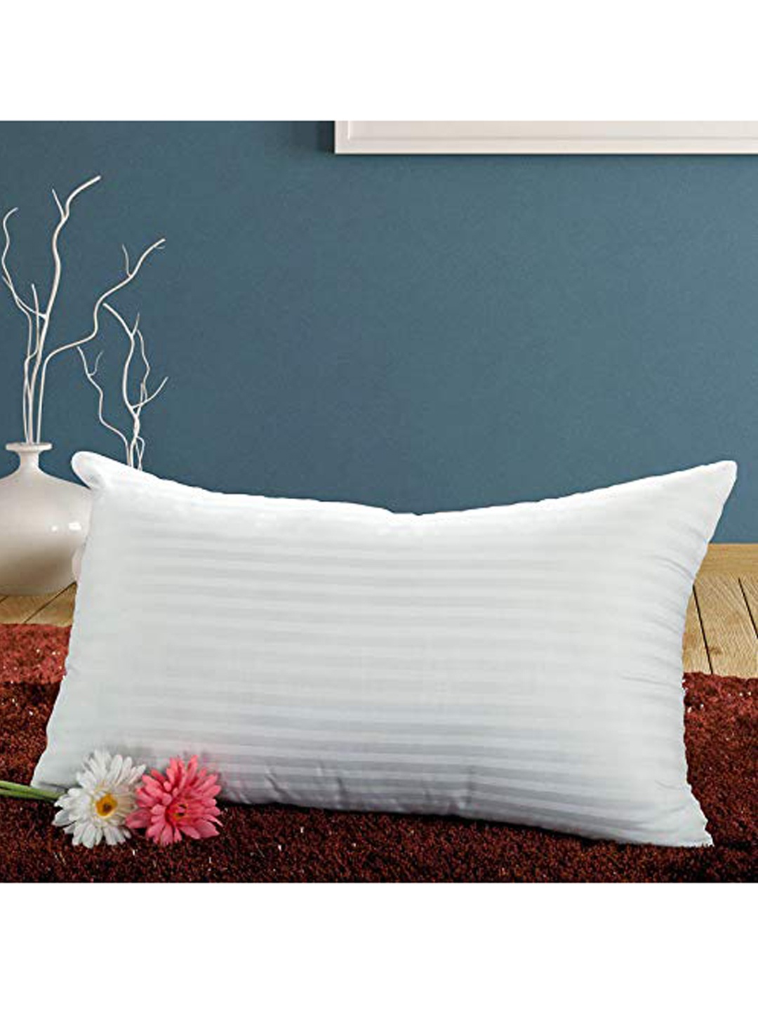 JDX Set of 4 White Striped Rectangular Pillows
