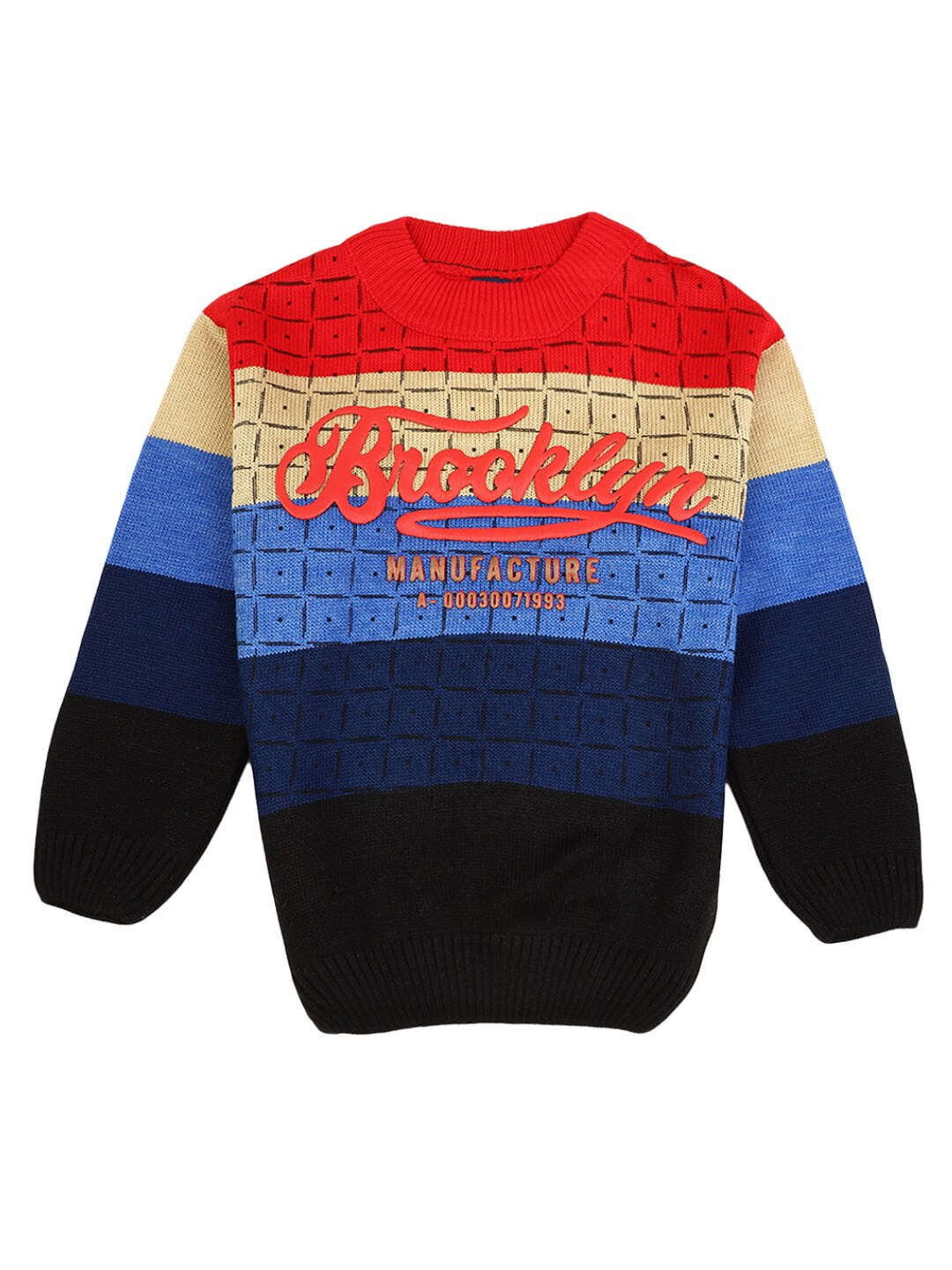 

V-Mart Boys Printed Acrylic Round Neck Pullover, Red