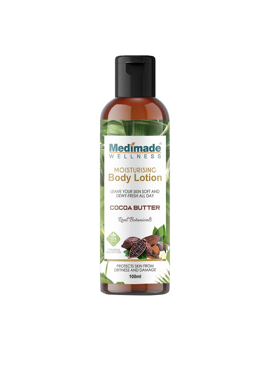 

Medimade Real Botanicals Paraben Free Moisturising Body Lotion with Cocoa Butter - 100 ml, White
