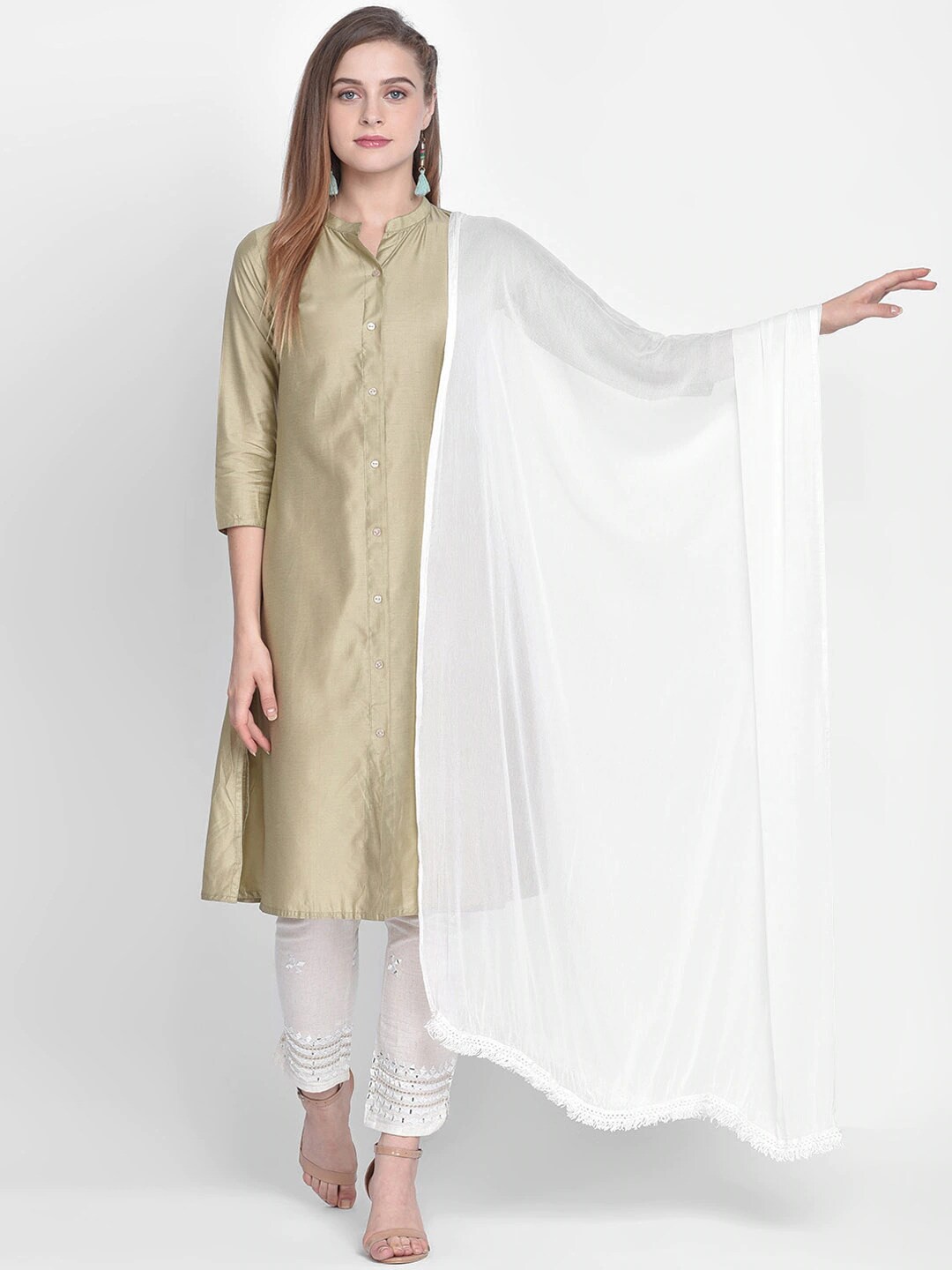 

ORUS White Solid Dupatta