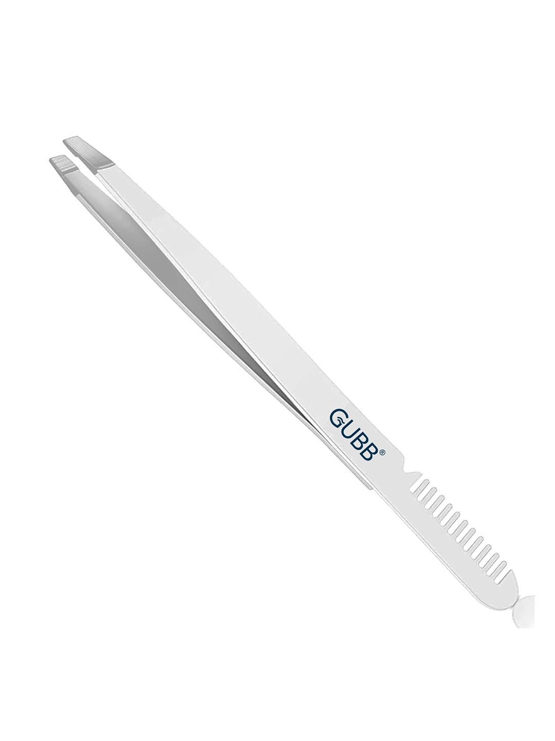 

GUBB Slant Tip Tweezer with Eyebrow Comb for Facial Hair & Eyebrows, Silver