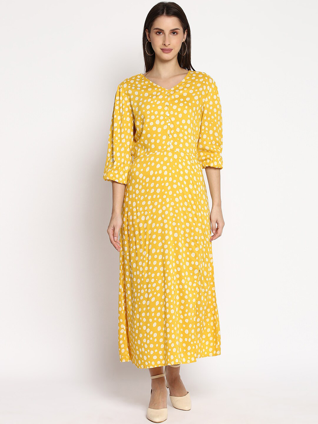 

R&B Yellow Floral A-Line Maxi Dress