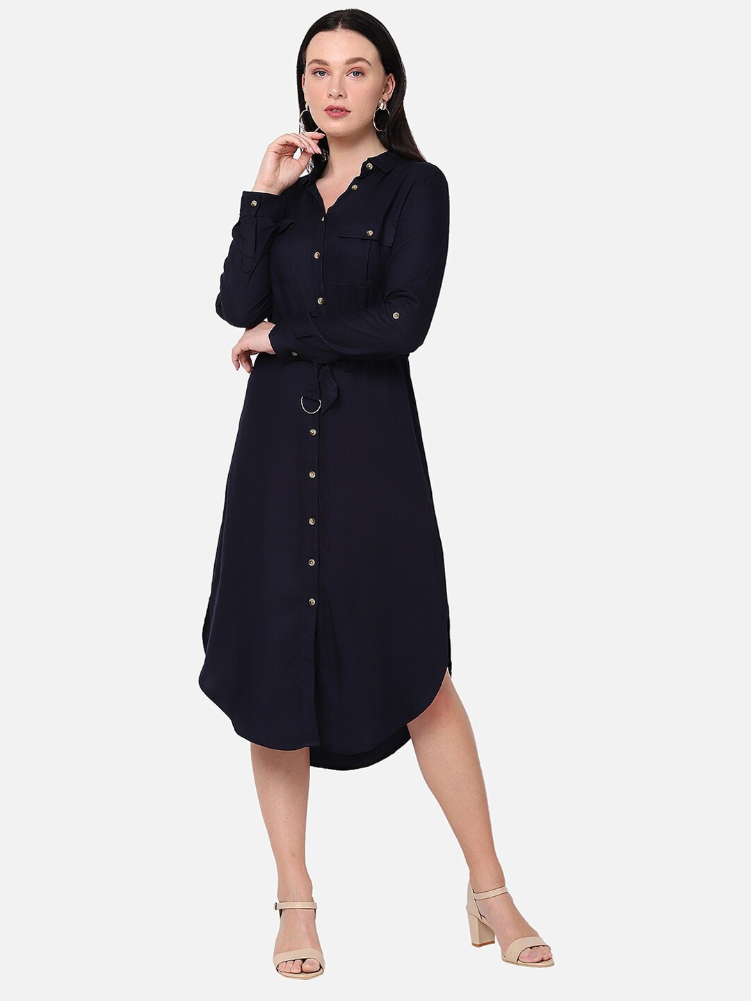 

R&B Women Navy Blue Shirt Dress