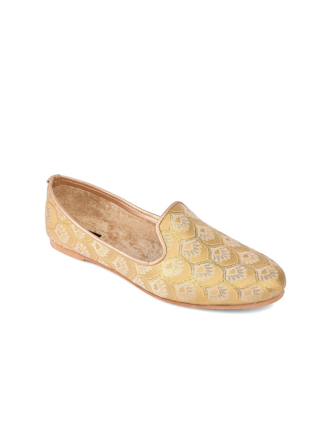 

DESI COLOUR Men Gold-Toned Printed Loafers