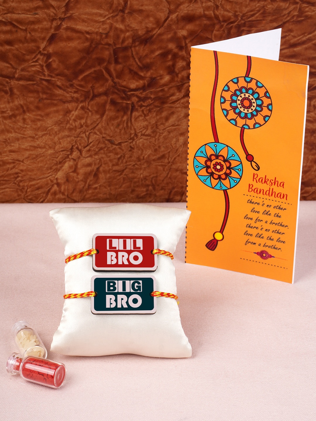

Crazy Corner Set of 2 Bhaiya Rakhi with Card with Roli Chawal, Multi