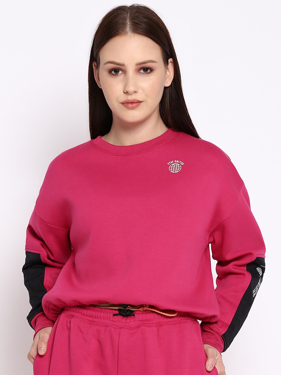 

R&B Women Pink Solid Sweatshirt