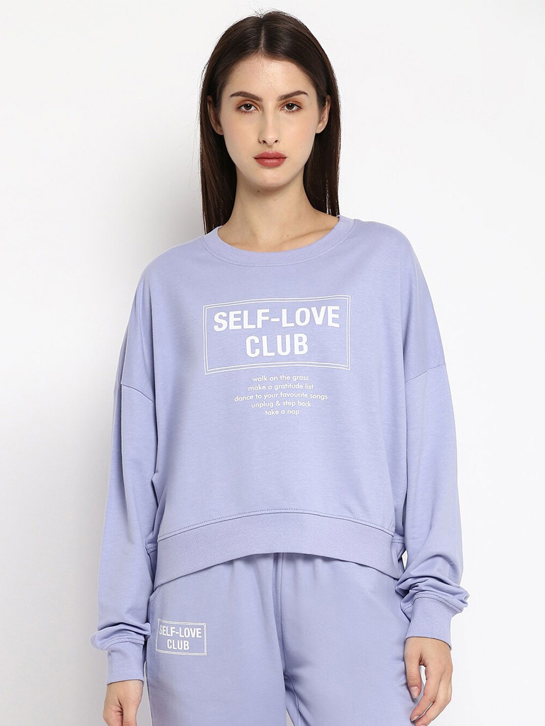 

R&B Women Purple Printed Sweatshirt