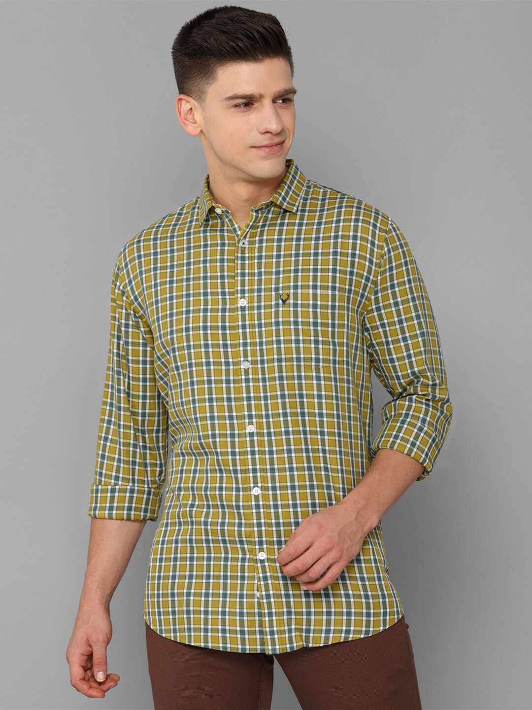 

Allen Solly Men Yellow Slim Fit Checked Casual Shirt