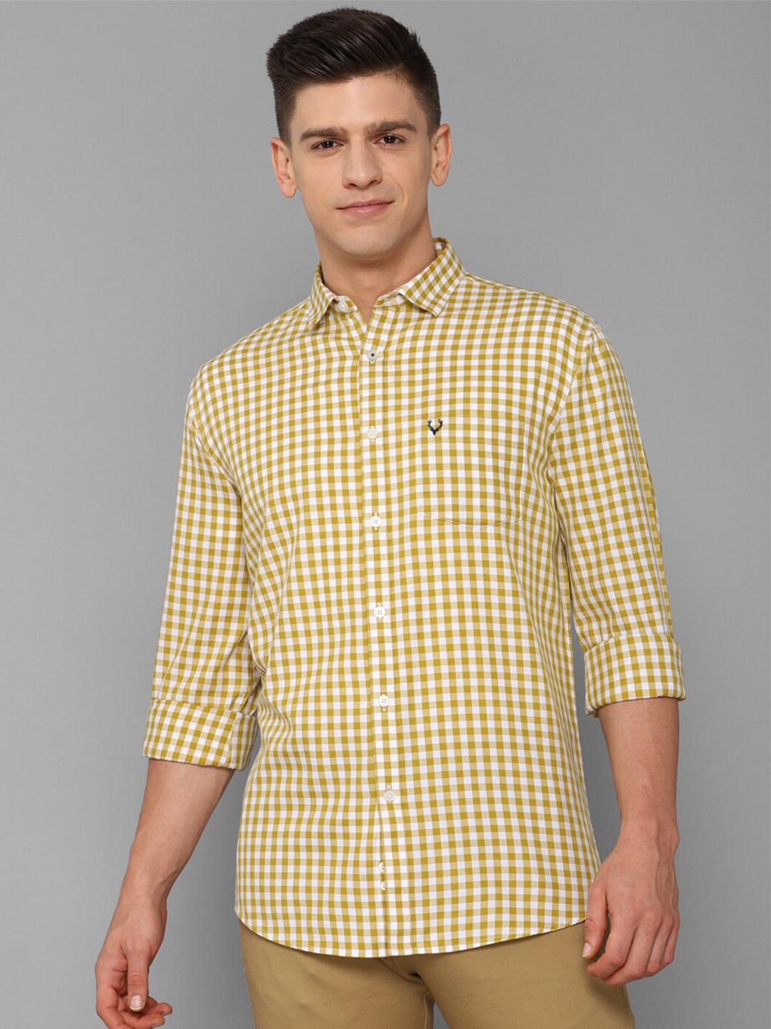 

Allen Solly Men Yellow Slim Fit Gingham Checks Checked Casual Shirt
